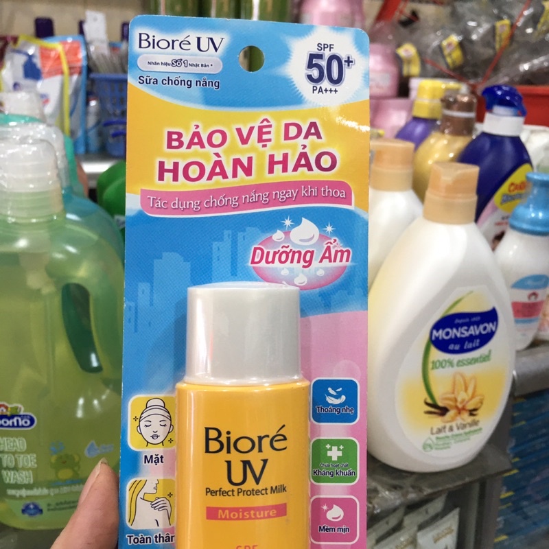 KEM CHỐNG NẮNG BIORE UV PERFECT PROTECT MILK MOISTURE SPF 50 25ML