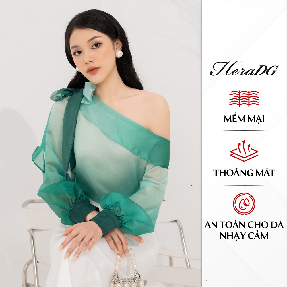 Áo sơ mi lệch vai HeraDG thiết kế thắt lơ một bên, chất liệu vải thơ cao cấp mềm mịn, thoáng mát STBB1005A