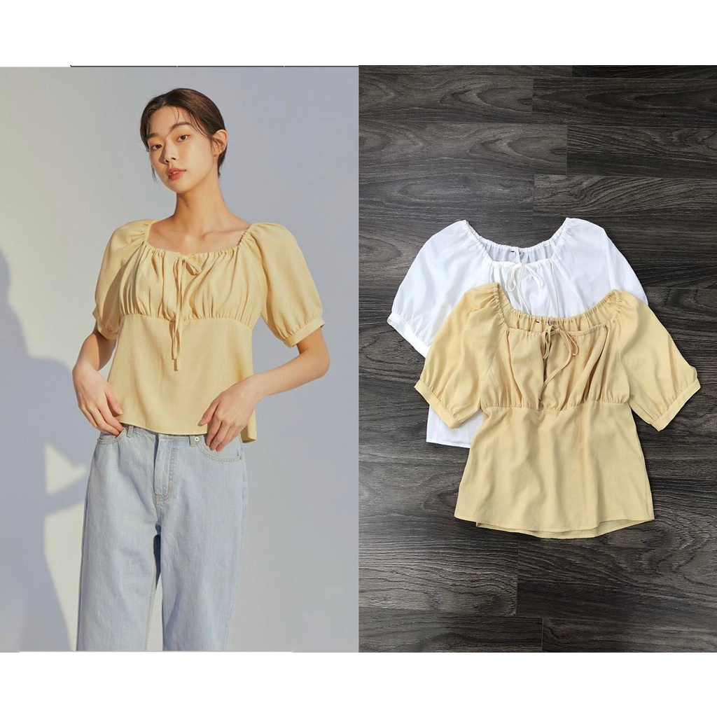 Áo Mixxooo Cổ U Nhún Ngực Kami