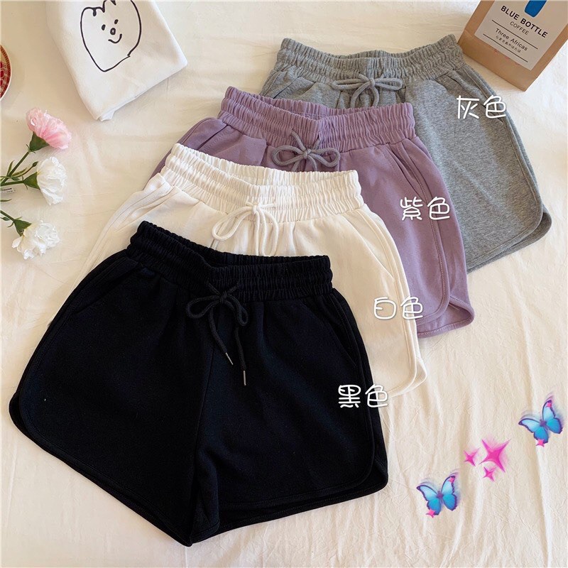 Quần đùi short nữ thun cotton 3 sọc viền thể thao bên hông co giãn thoải mái thich hợp mặc nhà, tập gym