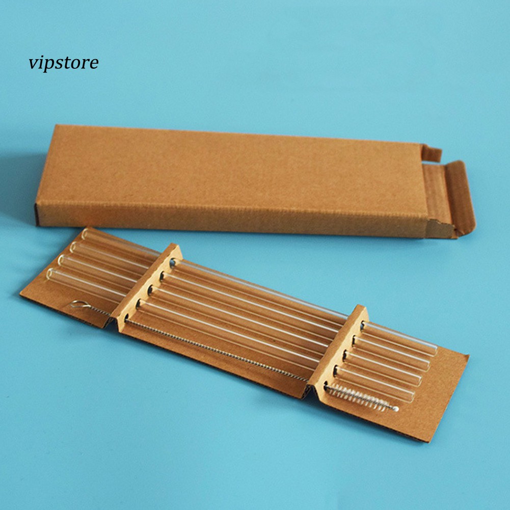 Set 5 Cọ Vệ Sinh Ống Hút Thẳng / Cong Bằng Thủy Tinh Trong Suốt