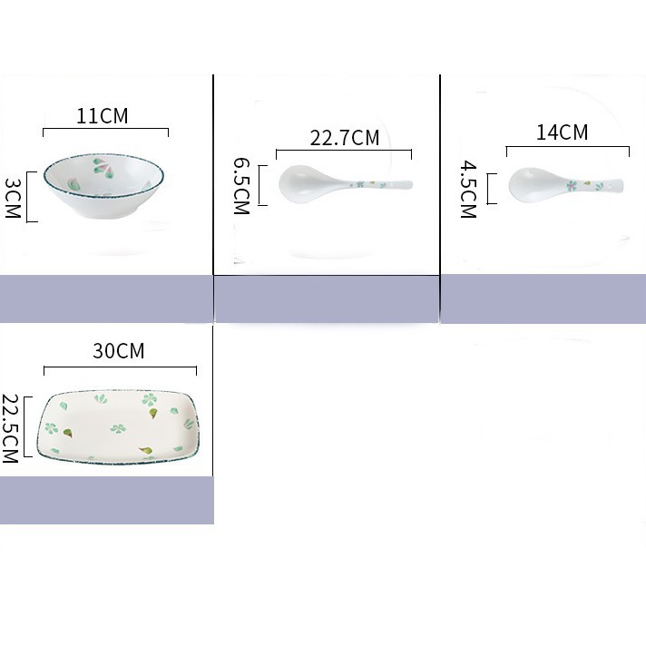 Set chén đĩa gốm sứ hình hoa nhí sáng tạo, quà tặng cho người thân