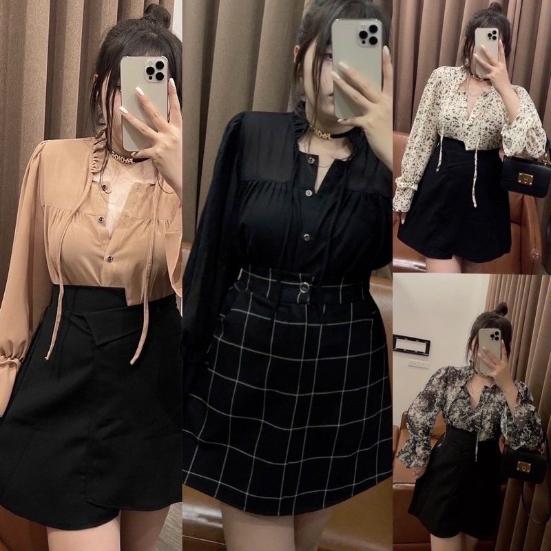 Áo sơ mi cổ bèo tay xoè Bigisize