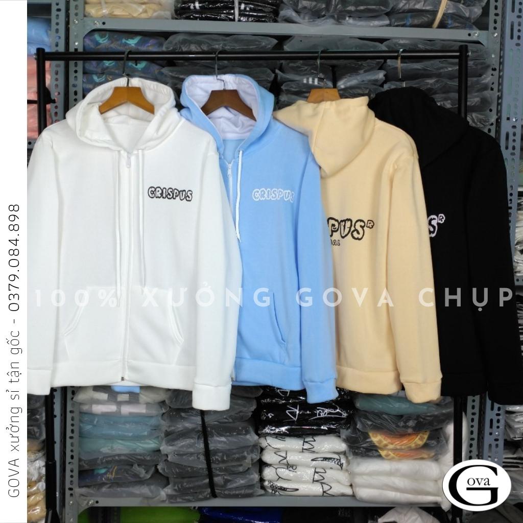 Áo Khoác Nỉ CRISPUS Dây Kéo Nam Nữ Ulzzang Unisex Form Rộng Chữ Thêu Đẹp GOVA