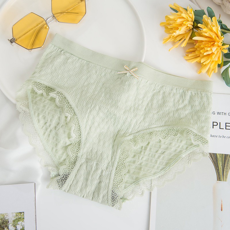 Quần Lót Nữ Cotton Dệt Kim thoáng mát đính nơ xinh tôn vòng 3 gợi cảm QL182 (bầu bí nhỏ bon chen)