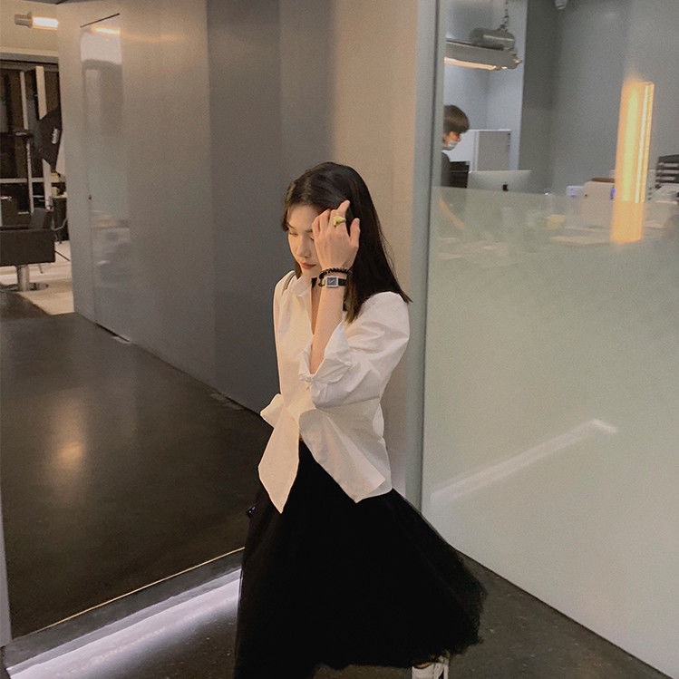 Áo sơ mi COZOKC tay dài dáng rộng thời trang dễ phối đồ