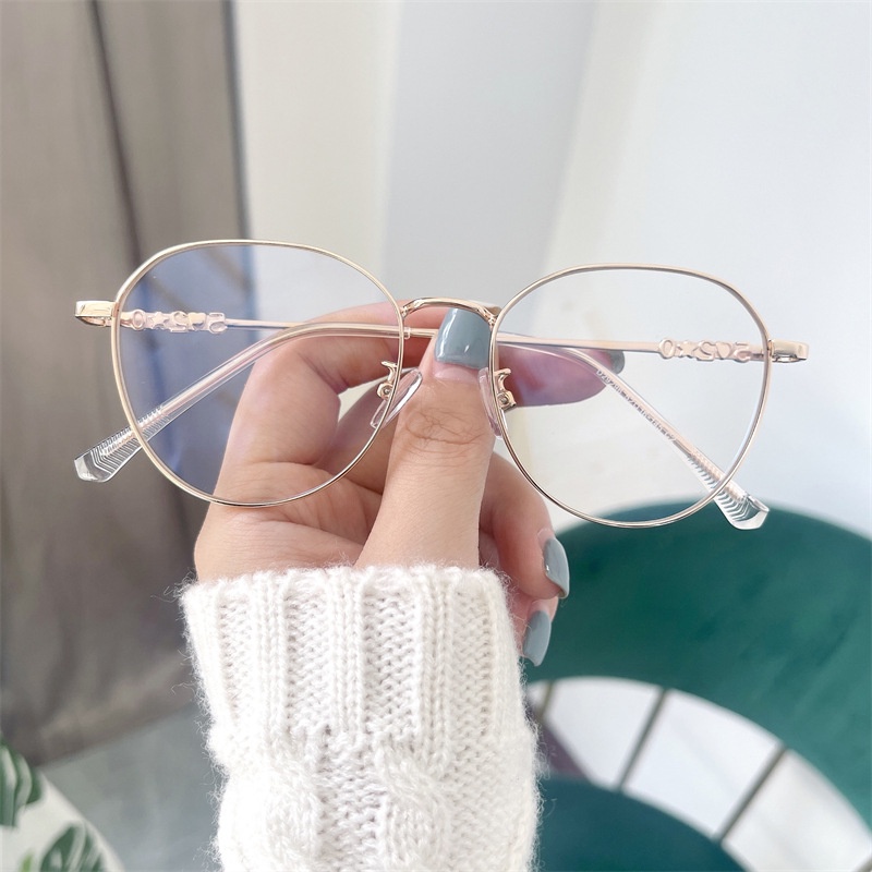 Mắt kính gọng tròn kim loại phong cách retro thời trang Hàn Quốc