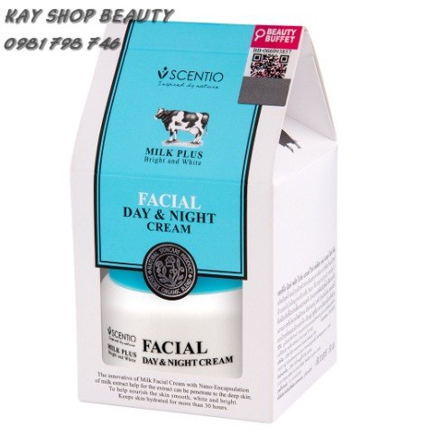 [Có tem code QR] Kem dưỡng trắng sáng da mặt ngày và đêm Scentio Milk Plus 50ml - Mỹ phẩm chính hãng Thái Lan KDMP50ML
