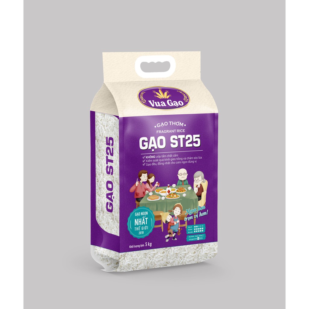 Gạo ST25 Túi 5kg – Chính Hãng Vua Gạo – Gạo Thơm Ngon, Dẻo Nhiều, Vị Đậm Đà – Top 1 Thế Giới 2019