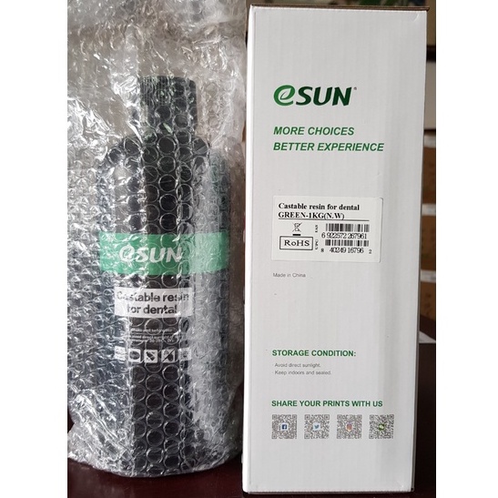 Nhựa in 3D đúc cho nha khoa ESUN Castable resin for Dental màu Green 1kg/Chai