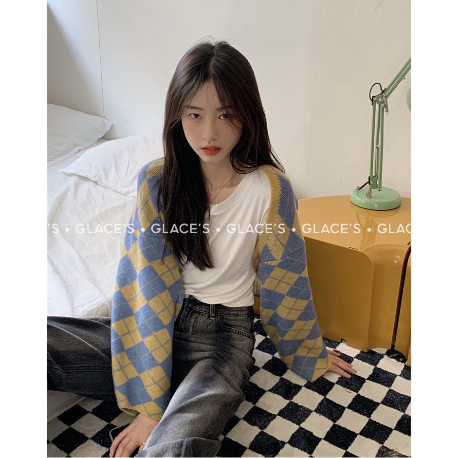 [Ảnh/Video thật] Áo khoác cardigan⚡ FREESHIP⚡ Áo cardigan len trám nữ dài tay họa tiết dáng CROPTOP cách điệu