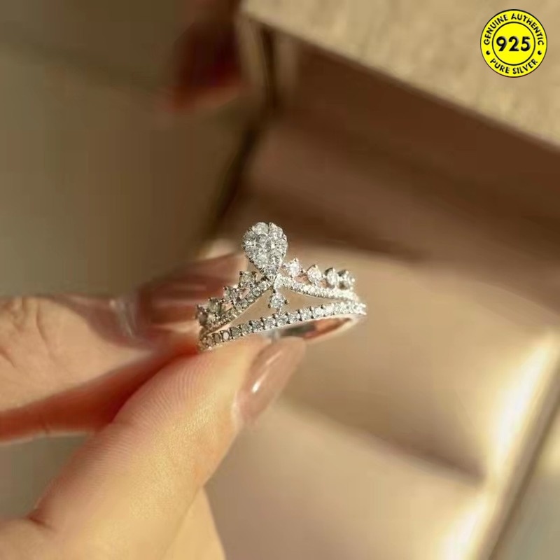 (MỚI) Nhẫn hợp kim hình vương miện đính đá xinh xắn
