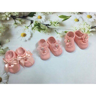 Tất hình hoa nơ cho bé siêu xinh - set 3 tất nơ