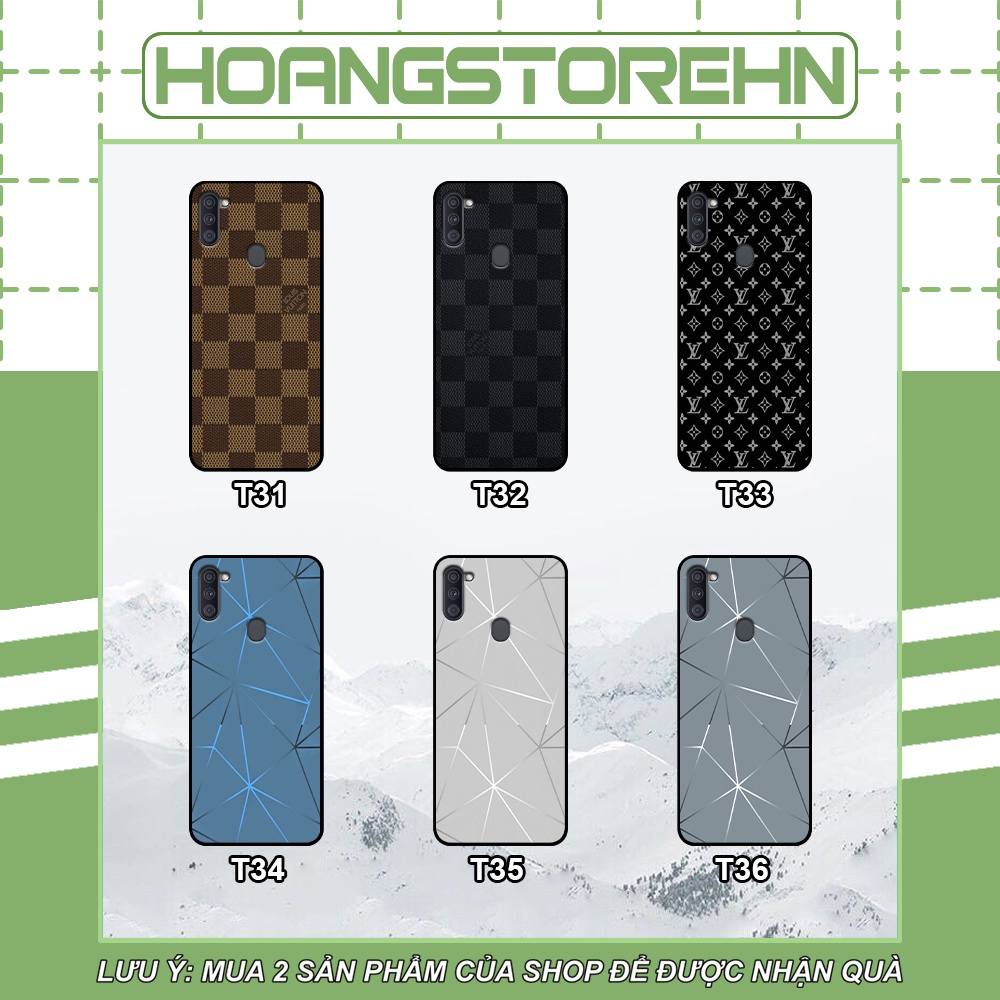Ốp lưng Samsung A11 in hình thương hiệu LV, họa tiết xanh bạc siêu đẹp