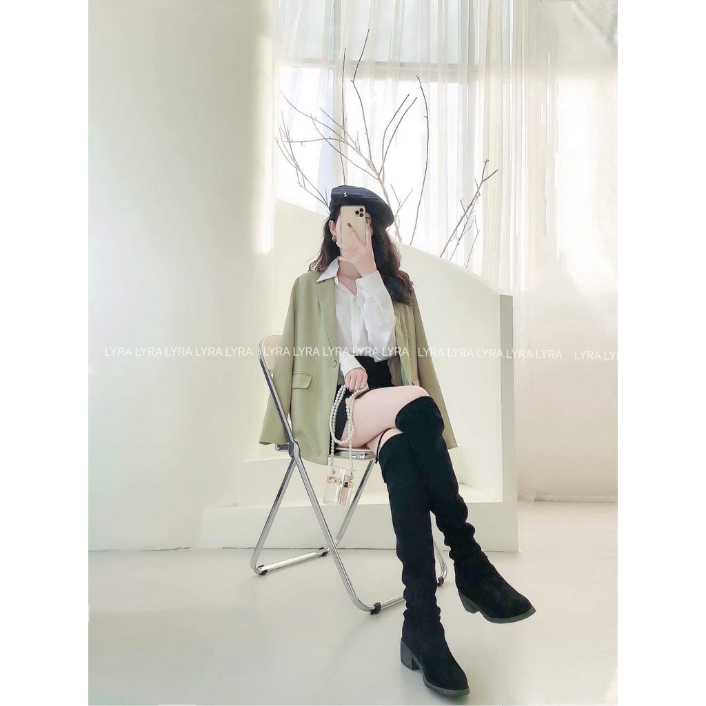 Áo blazer 2 lớp form rộng thời trang, thiết kế 2 màu be nâu dày dặn