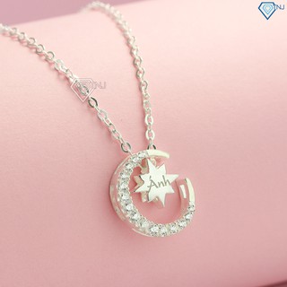 Vòng cổ nữ bạc mặt trăng sao đính đá khắc tên DCN0452 - TNJ