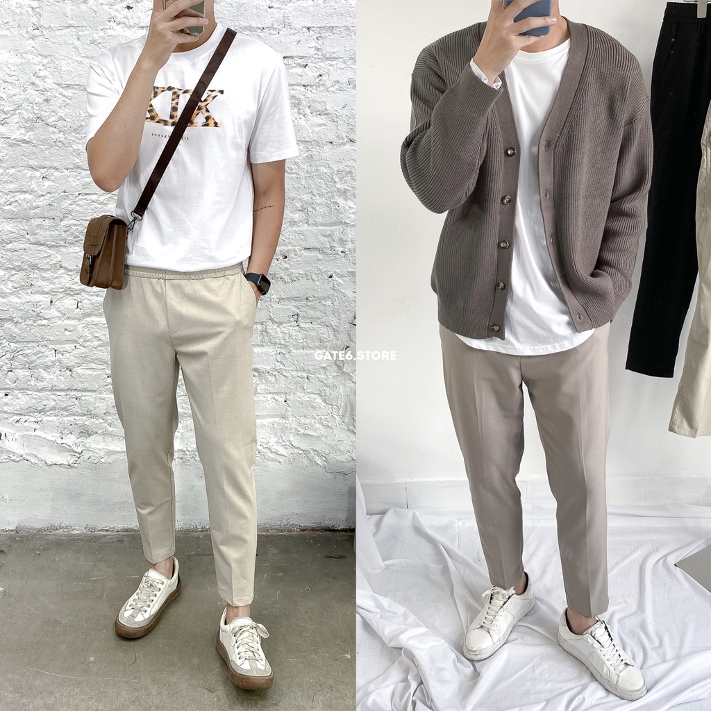 Quần âu Nam GATE6 form regular, quần ống đứng công sở dáng cropped thun lưng co giãn - Dressy - #G0012