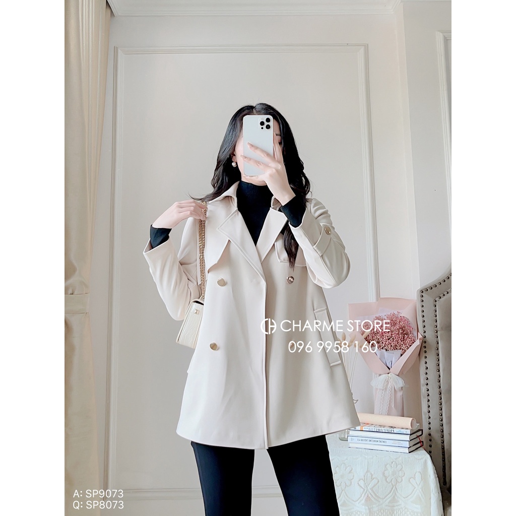 Áo khoác măng tô nữ dáng vừa thiết kế Charme 9073