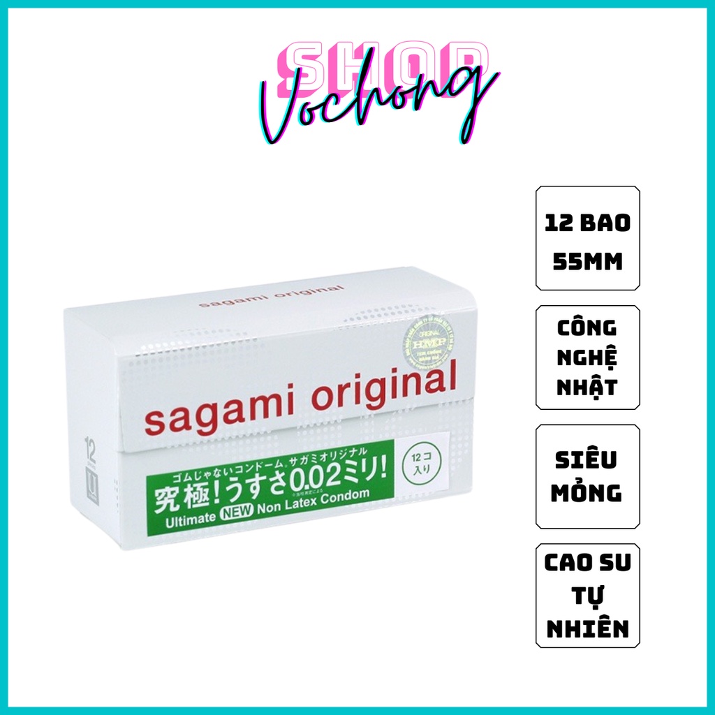Bao cao su sagami 0.02 siêu mỏng hộp 12 cái