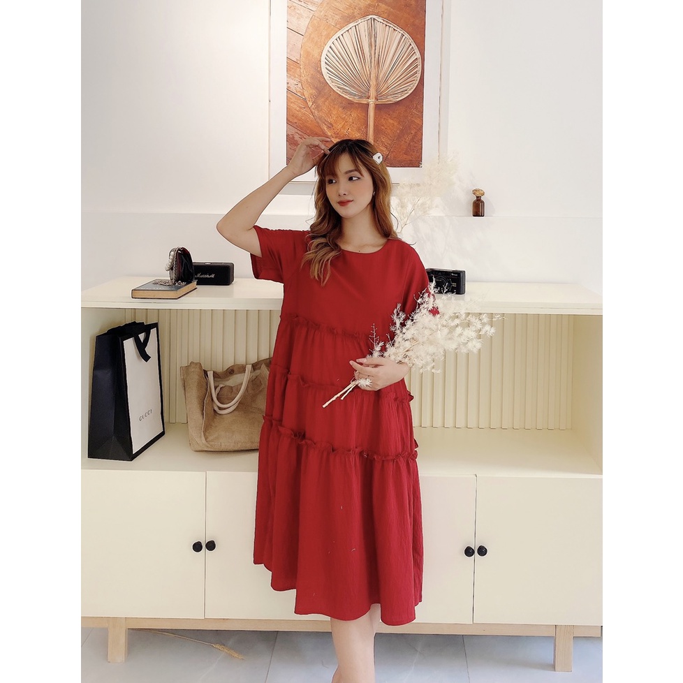 Đầm bầu nhún tầng xinh xăn