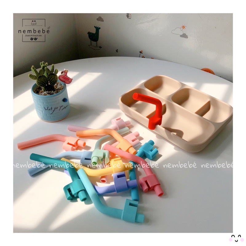 Ảnh Thật Ống Hút BobbyDoll Cho Bé Hút Nước Từ 12M, Hút Nước Canh Chất Liệu Silicon Không Chứa BPA - NemBeBé