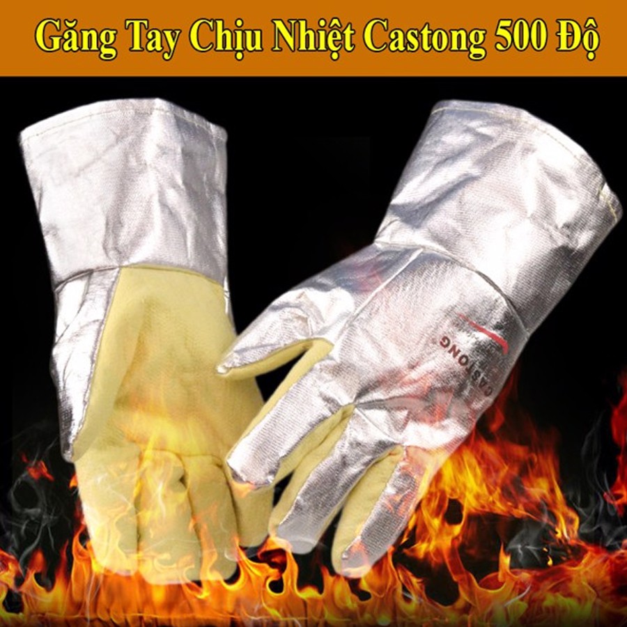 Bao Tay Chịu Nhiệt 300 - 500 Độ C Castong Trắng Vàng (YERR-34L)