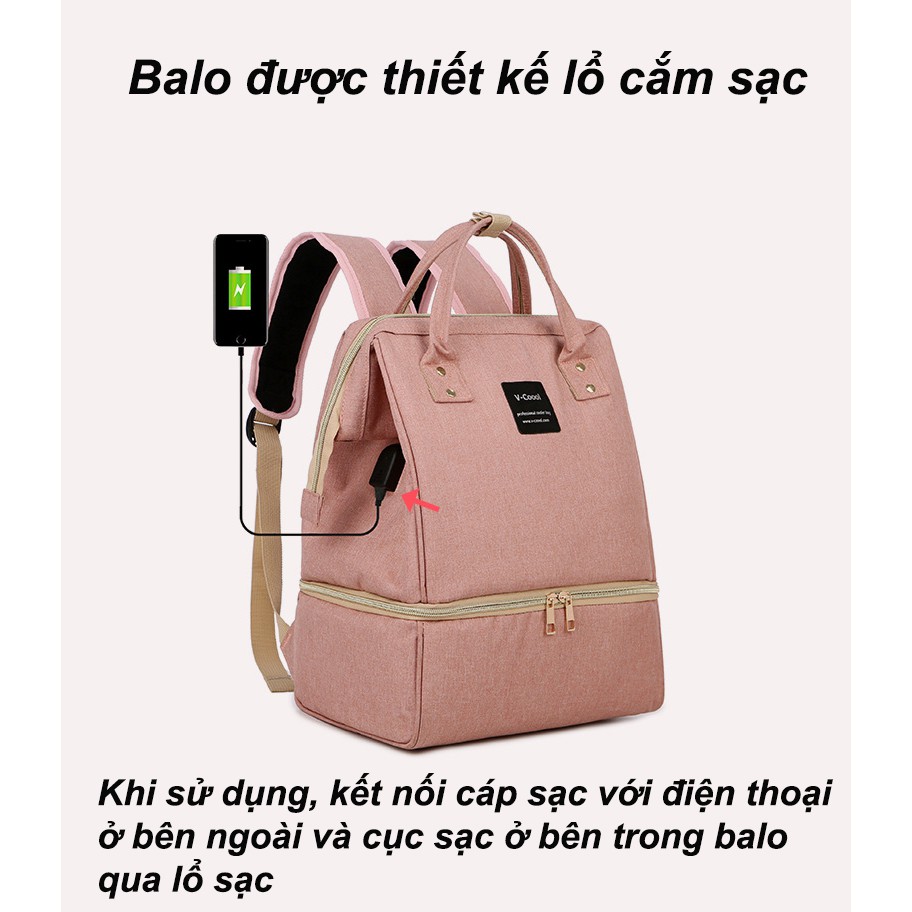 Balo bỉm sữa giữ nhiệt Vcoool phiên bản cao cấp