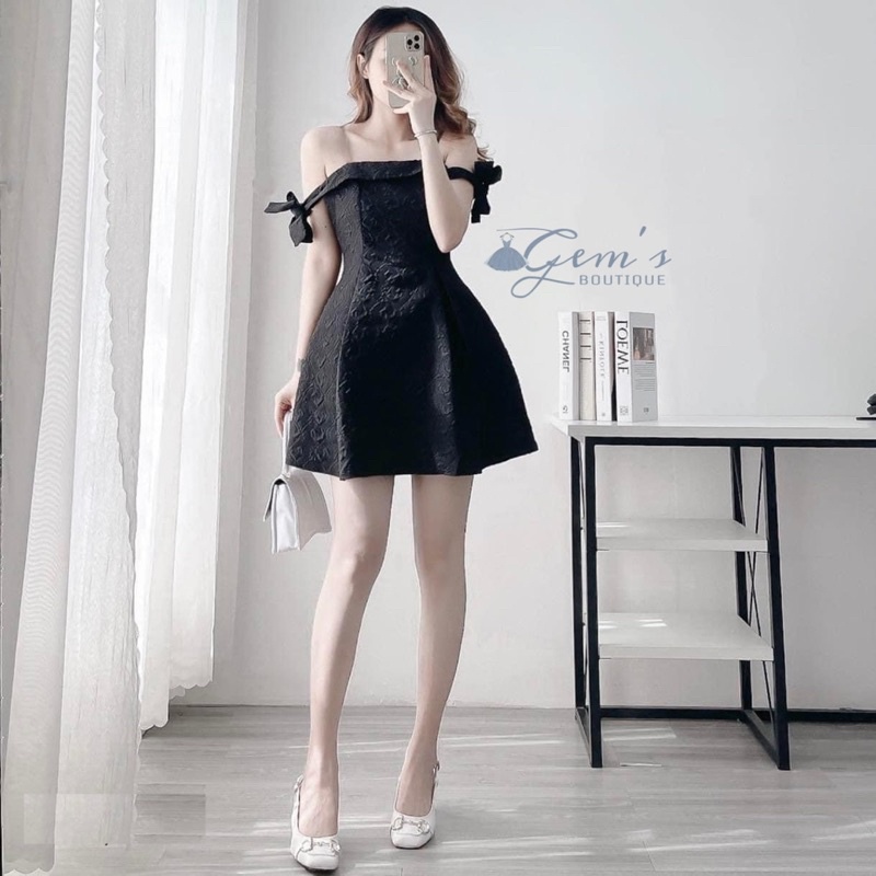 VÁY ĐẦM CÚP NGỰC TRỄ VAI NƠ TAY THIẾT KẾ ( có đệm ngực )