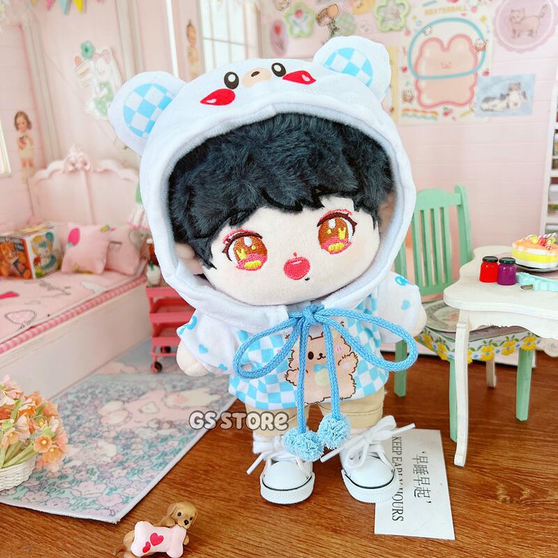 Bộ Trang Phục Quần Áo Hoodie In Hình Thỏ/Gấu Trúc/Mèo Hoạt Hình Dễ Thương 20cm Làm Quà Tặng Cho Búp Bê Xiao Zhan Yibo Ikun