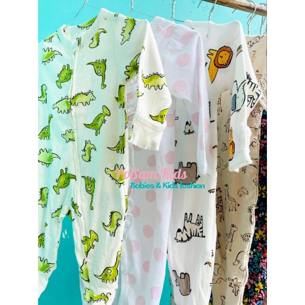 (Chọn mẫu)(Size 6-9M) Body Sleepsuit, Bodysuit dài tay liền tất vớ cho bé trai bé gái, hàng xuất xịn-PoSam Kids.