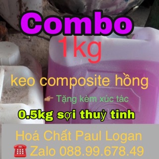1kg keo Composite polyester+1.5mv sợi thuỷ tinh vá khuôn làm composit