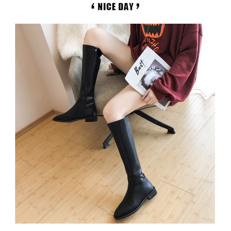 Boots Da Pu Cổ Cao Dưới Gối Đế Thấp (bắp chân 32-34cm) Inb Để Tư Vấn Số Đo | BigBuy360 - bigbuy360.vn