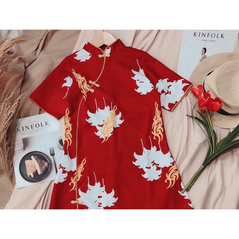 Đầm Body Cổ Tàu, Sườn Xám Trung Hoa Cách Tân Chất Lụa Hàng Quảng Châu Form Dáng Siêu Đẹp. | BigBuy360 - bigbuy360.vn