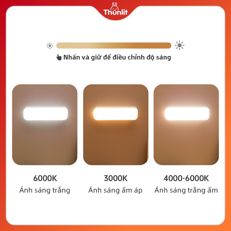 Đèn đọc sách Thunlit kiểu treo USB 1250mAh sạc được chuyển nhẹ nhàng 3 mức nhiệt độ Màu