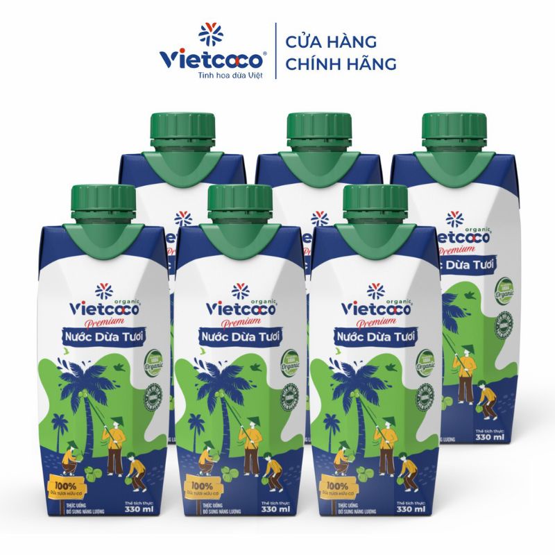 Nước dừa oganic Vietcoco 330ml/ hộp. 1 thùng 12 hộp