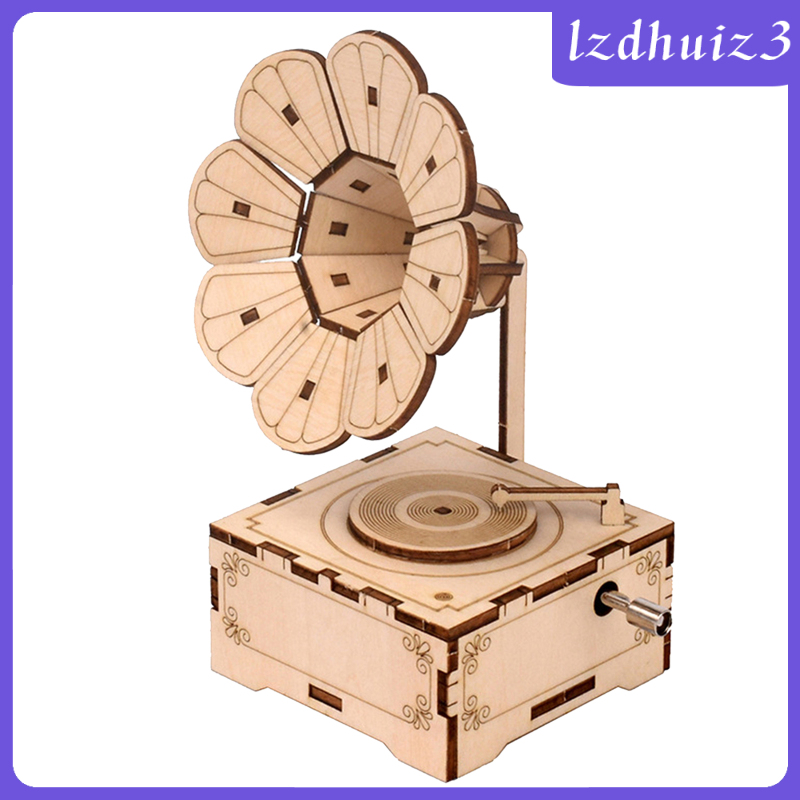 Bộ Đồ Chơi Lắp Ráp Mô Hình Máy Hát Gemgem Loey 3D Bằng Gỗ DIY Cho Người Lớn