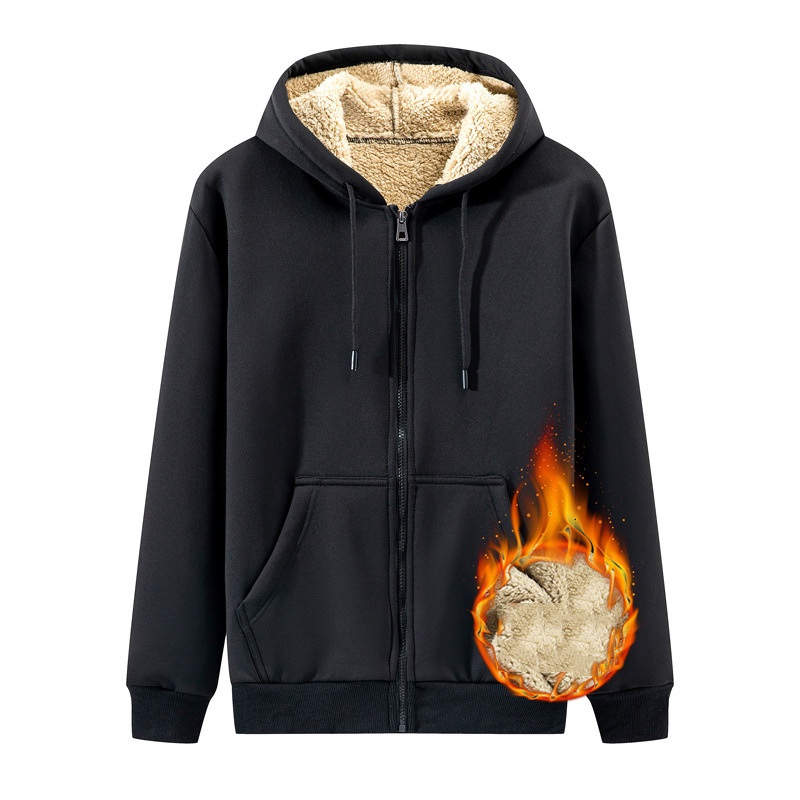 Áo khoác hoodie IELGY chất liệu len lông cừu có khóa kéo giữ ấm thời trang dành cho nam