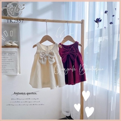 Quần áo trẻ em Quỳnh Boutique Mẫu váy nơ hai dây cho bé