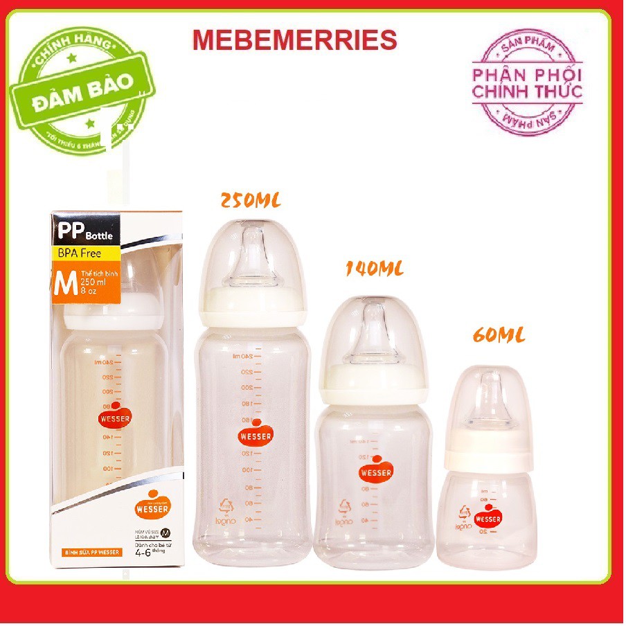 BÌNH SỮA WESSER CỔ 60ML/140ML/250ML