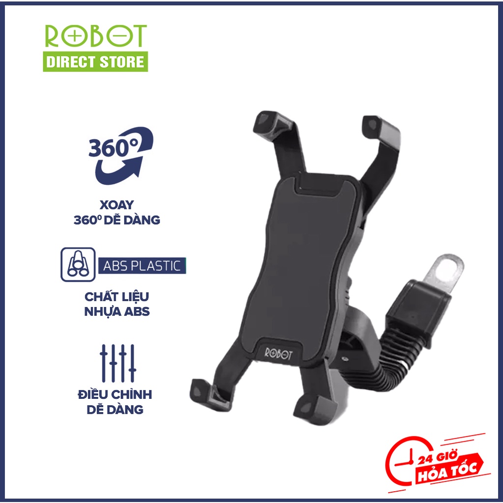Giá đỡ điện thoại gắn xe máy Robot RT-MH02 Robot Direct Store Khớp xoay 360 độ linh hoạt kẹp chắc chắn chống cướp giật