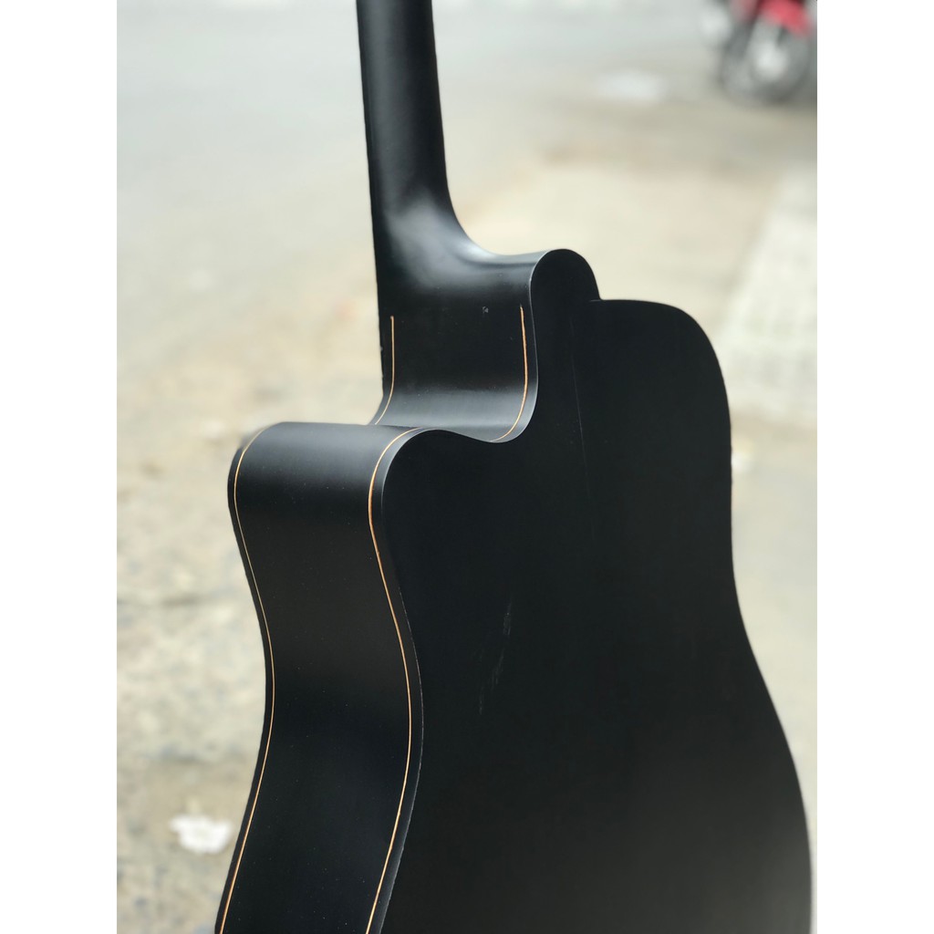 Đàn Guitar Acoustic đen nhám gỗ nguyên tấm tặng FULL BOX