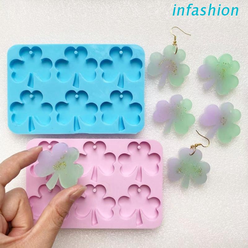 Khuôn Silicone Làm Mặt Trang Sức Hình Cỏ Bốn Lá Diy