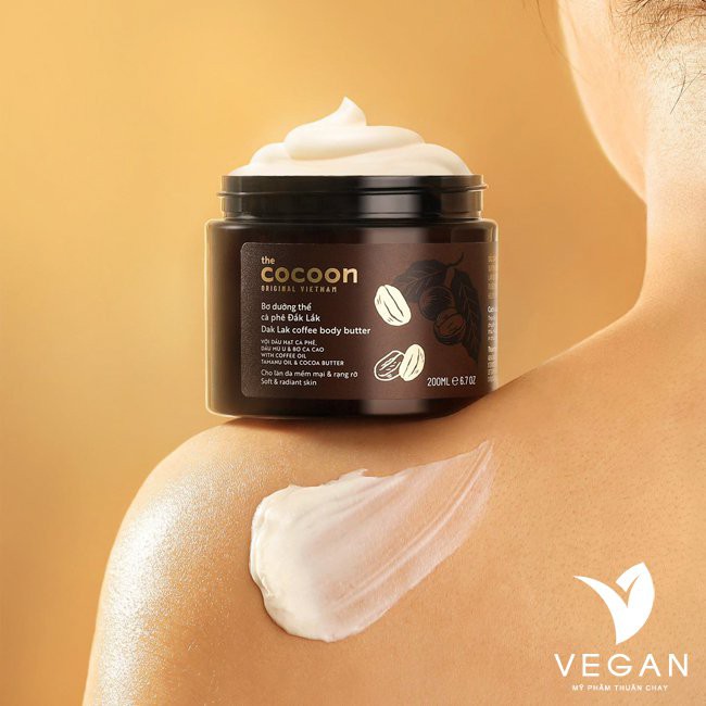 Bơ dưỡng thể body cà phê Đăk Lăk Cocoon 200ml cấp ẩm, làm mềm, chống lão hóa