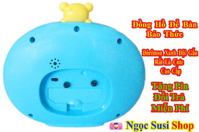 ĐỒNG HỒ ĐÔRÊMON XANH ĐỘI GẤU CAO CẤP RẤT CUTE + TẶNG  PIN + DÙNG ĐỂ BÀN VÀ BÁO THỨC