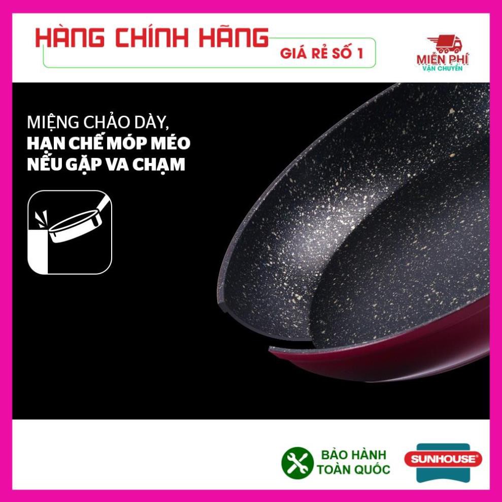 CHẢO ĐÁ HOA CƯƠNG ĐÁY TỪ SUNHOUSE 24CM, 28CM, 30CM [SFP24B, SFP26B, SFP28B], CHẢO ĐÁ HOA CƯƠNG CHỐNG DÍNH, KHÁNG KHUẨN.