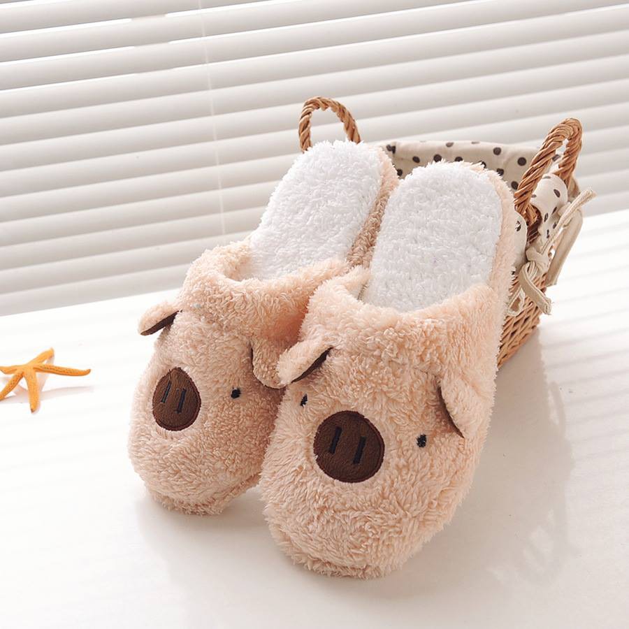 Dép đi trong nhà hình thú đế cao su chống nước chống trượt size 38-39, dép bông mang trong nhà văn phòng, khách sạn, spa