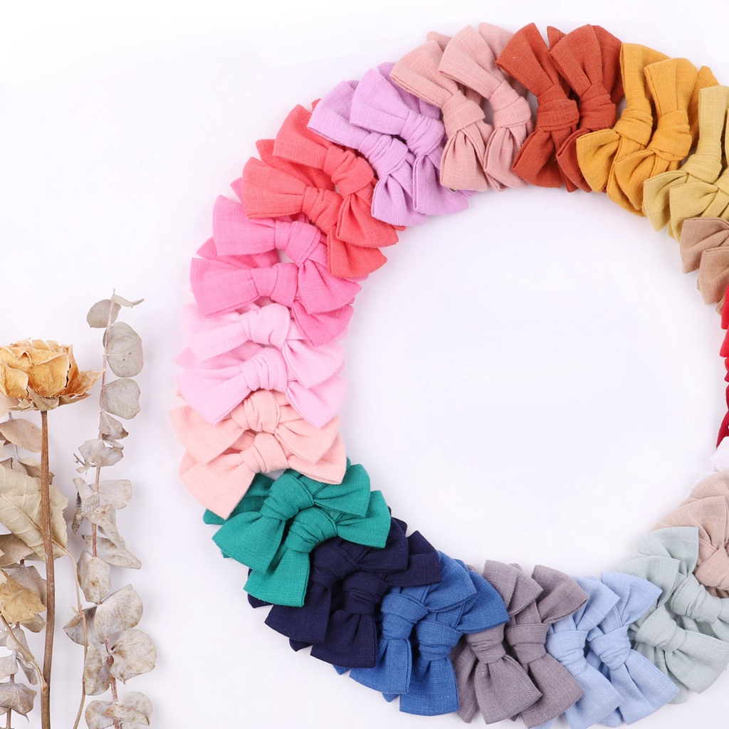 2 Kẹp tóc KIDSBOWS phối nơ màu trơn dễ thương cho bé gái