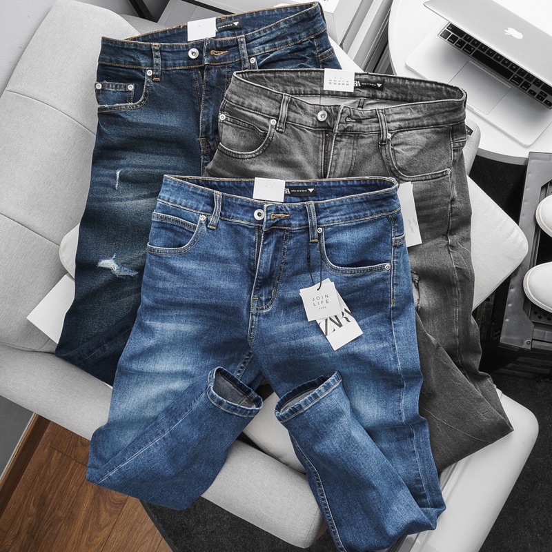 [⚡️ SALE 24%]-Quần jean nam vnxk đen xám Quần bò nam ống ôm