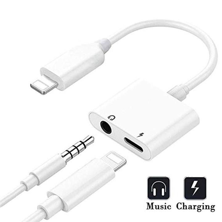 [FREESHtáo]Jack Chuyển Đổi Vừa Sạc Vừa Sử Dụng Tai Nghe-Hỗ Trợ Mic Cho ĐT táo 7/8/X/11(1 đầu tròn 1 đầu dẹp)