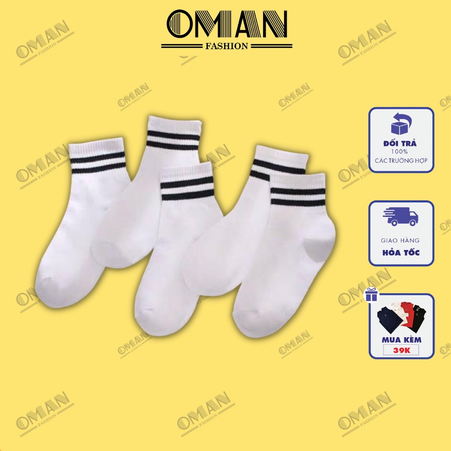 Tất nam nữ OMAN kẻ ngang kháng khuẩn cổ vừa T081